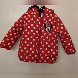 Disney Junior 3T Red Polka Dot Puffer Jacket